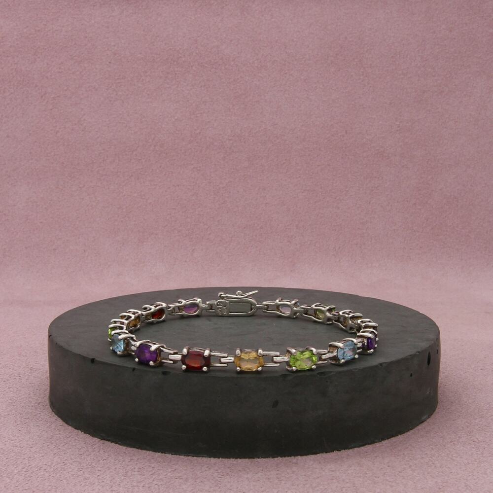 ross simons sterling silver amethyst topaz garnet tennis bracelet size 7in